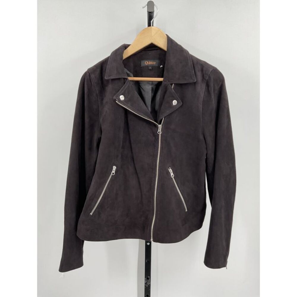 NWOT | Quince 100% Suede Biker Jacket | Charcoal Black